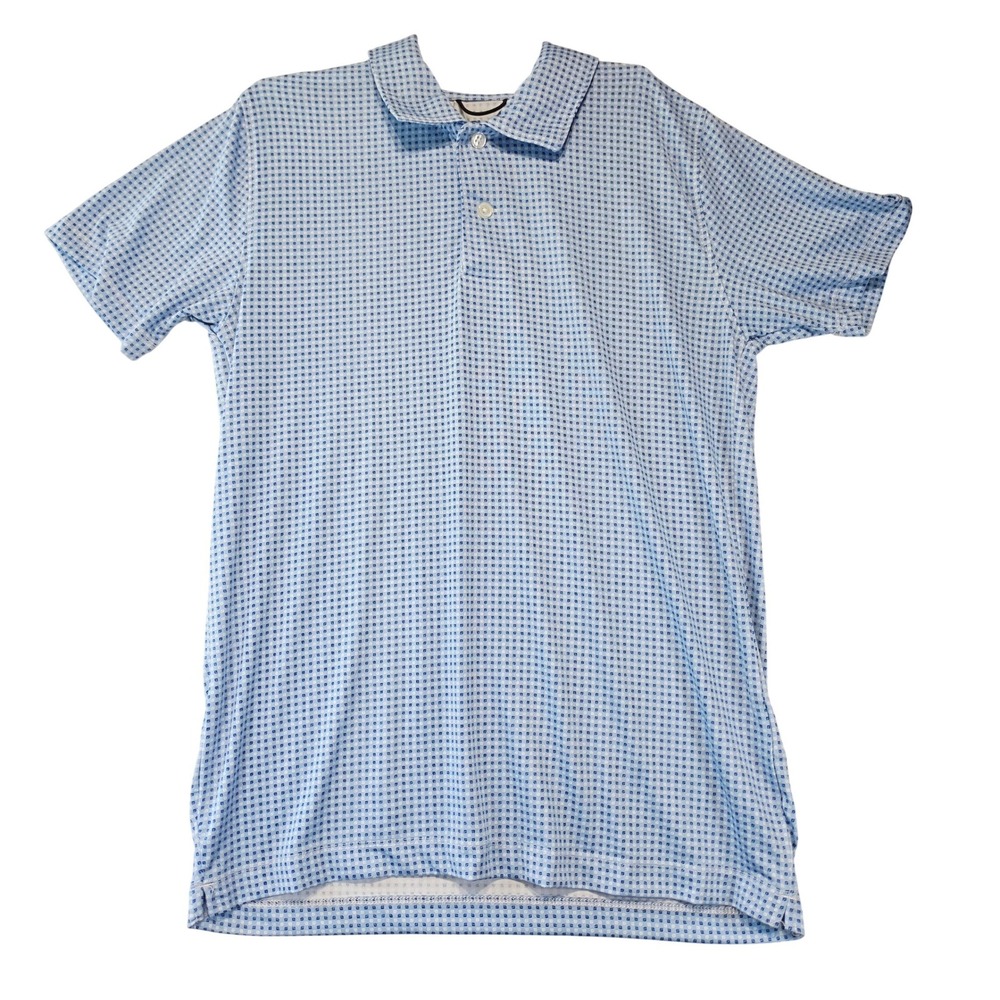 Cotton & Co Boys Blue Geometric Performance Polo Shirt Size 12 Short Sleeve
